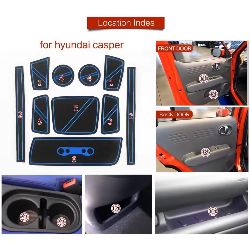 Для Hyundai Casper 2025 2025 Противоскользящий коврик в слот ворот, коврик для подстаканника, противоскользящая накладка на дверь, подставки, аксессуары для интерьера автомобиля