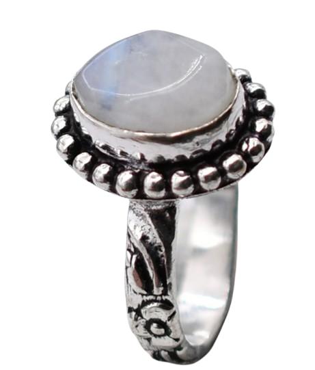 Moonstone Natural Gemstone Antique Silver Plated Ring US Size-5.75 A 800