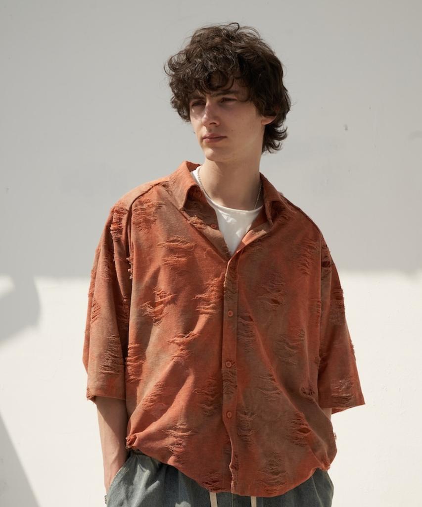 TENER Grunge Summer Short Sleeve Shirt (Orange)