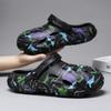 Сандалии, мужские тапочки. Мягкие и удобные туфли с цветным принтом для мужчин. Износостойкие, вентилируемые, нескользящие для дома и улицы.