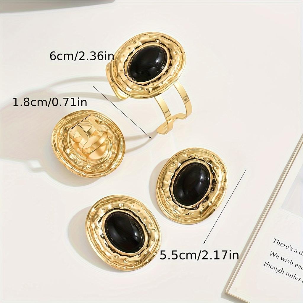 New Creative Geometric Set of 4 Rings, Bracelets, And Earrings