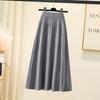 Вязаная юбка для женщин Осень и Зима с высокой талией средней длины А-силуэта плиссированная юбка