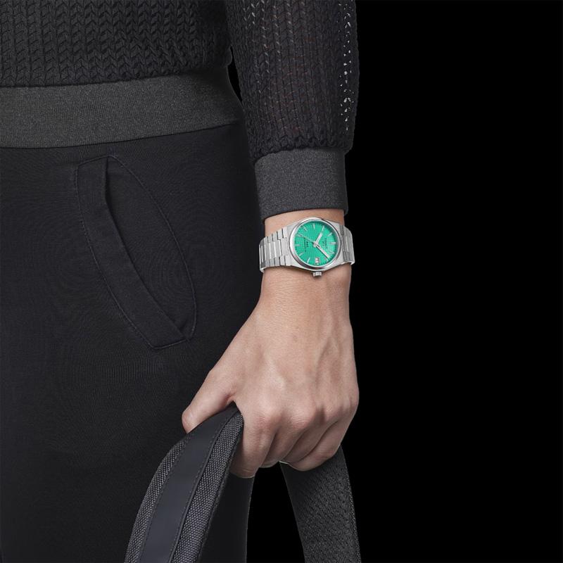 Tissot Автоматический механический механизм Водонепроницаемость 100 м Унисекс Часы 35 мм Зеленый Циферблат Корпус из Нержавеющей Стали T137.207.11.091.01