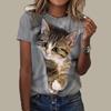 Fashion Women Probe Cat Print T Shirt Funny Casual O-neck Short Sleeves T-shirt Summer Female Tee Shirt
