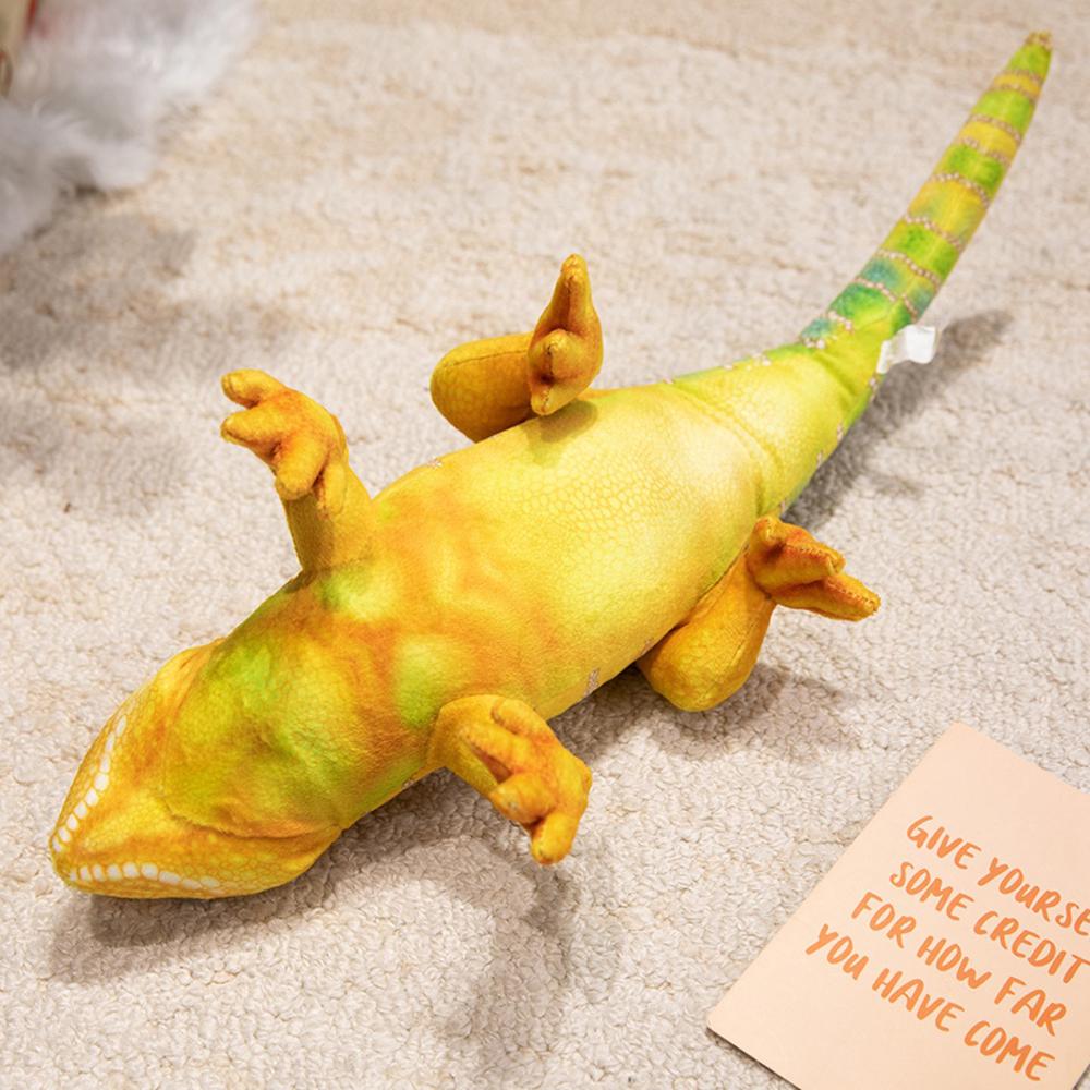 50cm Kawaii Lifelike Green Yellow Lizard Figurine Model Cute Reptile Lizard Plush Toys Simulation Animal Stuffed Doll Gifts