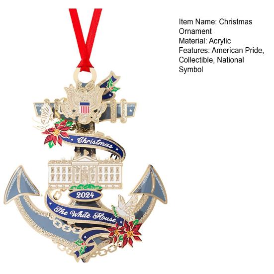2024 White House Pendant 2D Acrylic Christmas Hanging Ornament National Symbol Patriotic