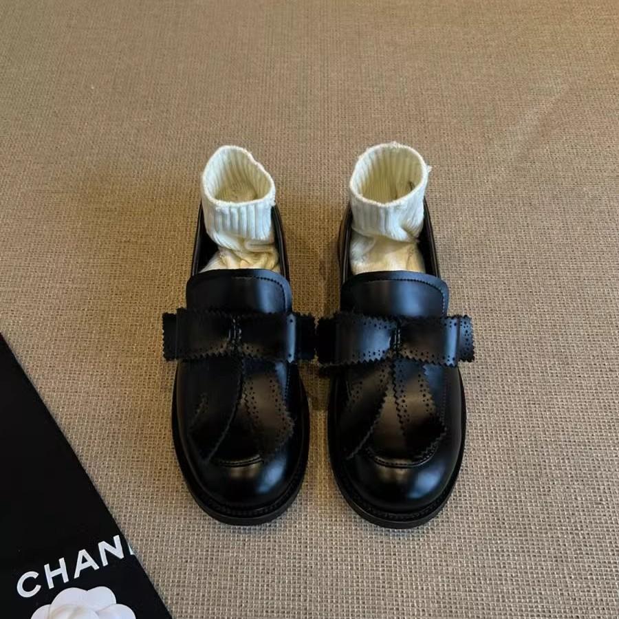 Версия из коровьей кожи~ Лоферы в британском стиле с круглым носком и бантом, ретро колледж, одинарная обувь, низкий каблук, маленькие кожаные туфли женские