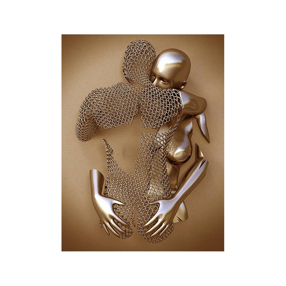 3d современная металлическая фигура, статуя, художественная роспись на холсте, романтические абстрактные постеры и принты, настенные панели для гостиной, декор для дома