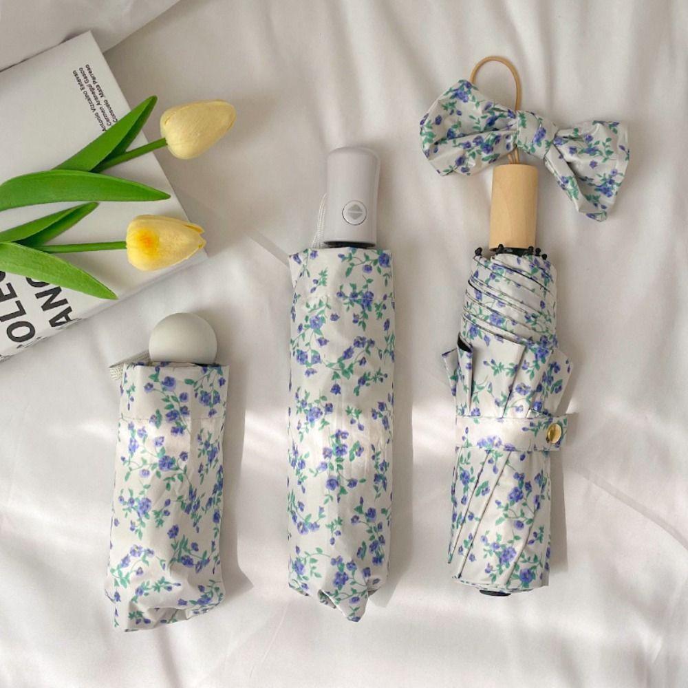 UV Protection Sunshade Umbrella Floral Patterns Dual Use Umbrella Travel