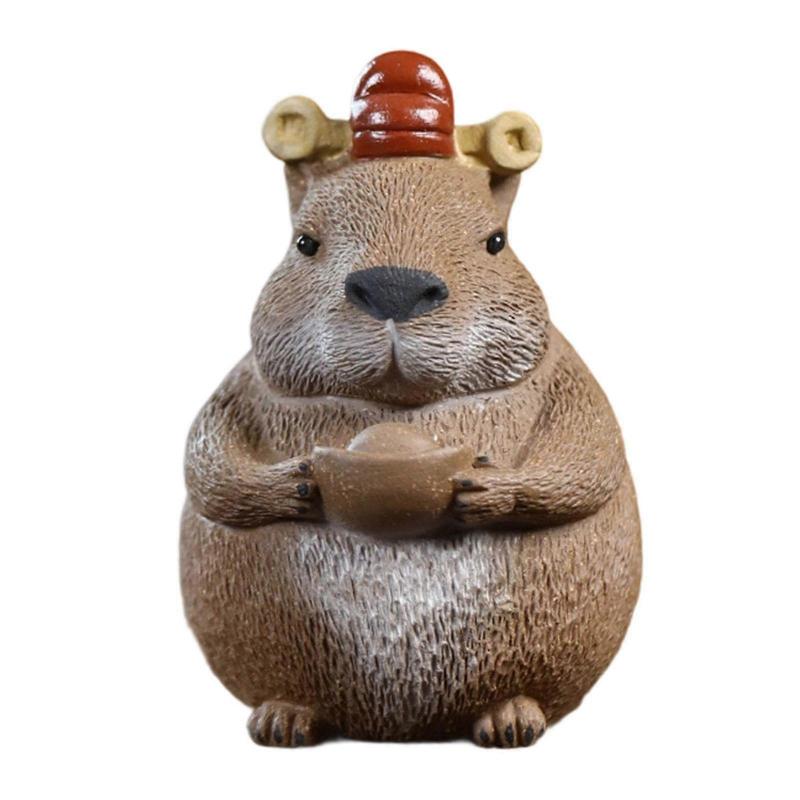 Capybara Figurine Animal Statue Tea Pet for Desk Bookshelf Living Room