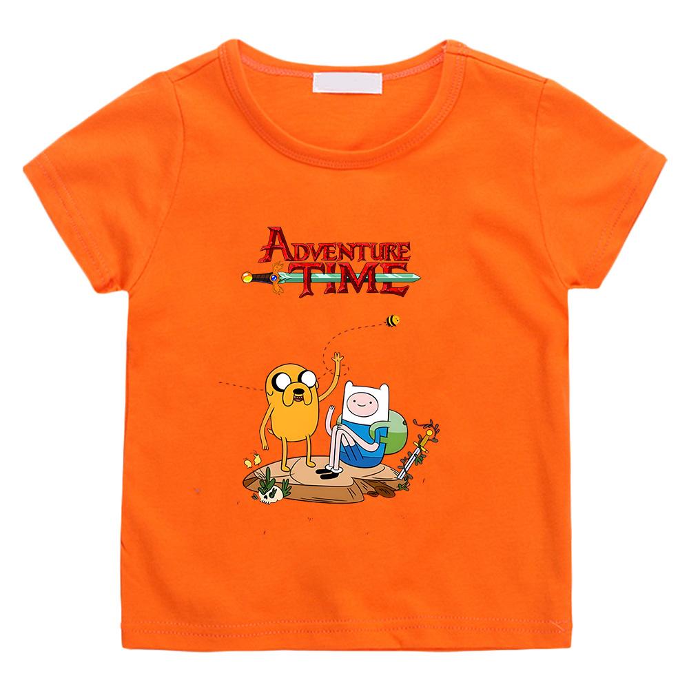 Adventure Time Summer Children's Clothing Cartoon Funnny Tee-shirt High Quality O-neck Tops Kids Short Sleeve Loose Cute Tees 100%Cotton Anime T-shirt