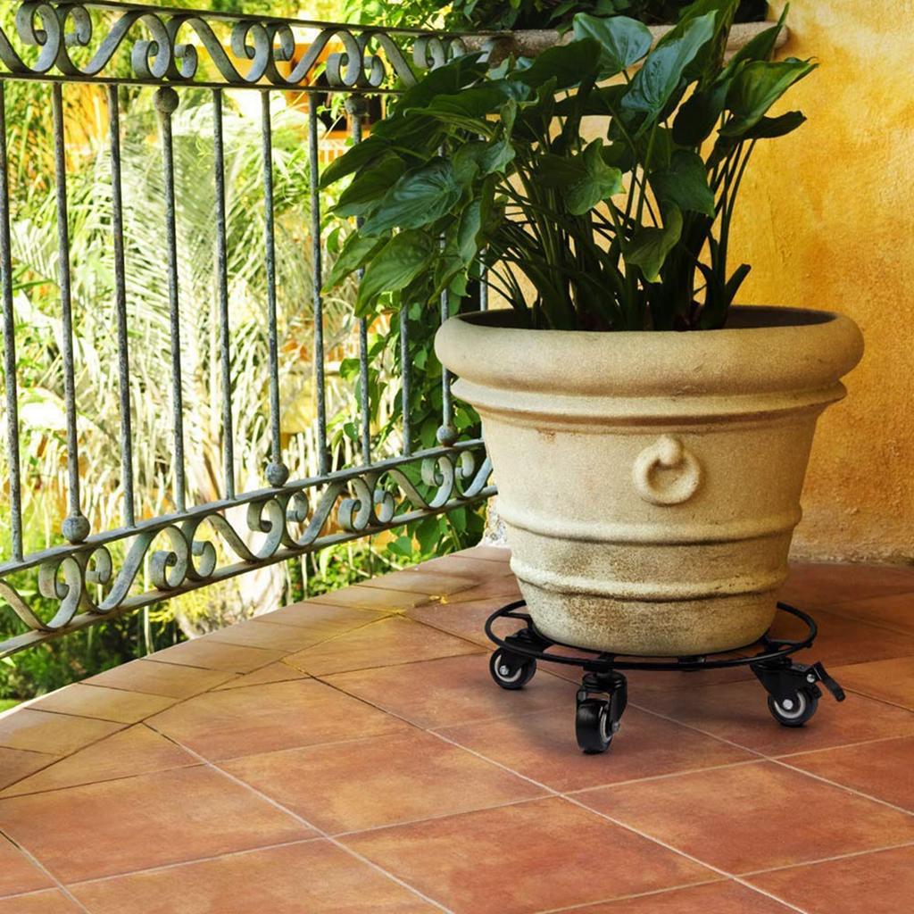 Сверхмощная железная подставка для растений в горшках с колесами, круглая стойка для цветочного горшка для использования в помещении и на открытом воздухе