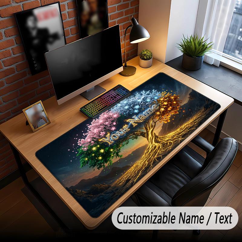 Tree of Life Theme Custom Mouse Pad Personalized With Name Text Customized Desk Mat For Office Home Decor