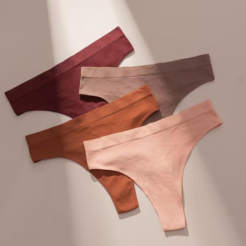 4PC/set Sexy T-back G-String Thong For Women Comfortable Cotton Panty Underwear