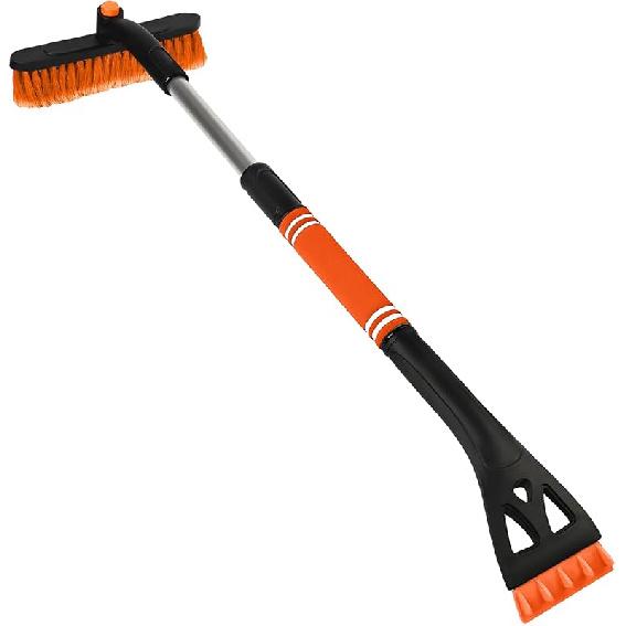 31.5" Ice Scraper and Extendable Snow Brush, 360° Rotating Brush Car Snow Scraper with Ergonomic Foam Grip, 3-in-1 Detachable Winter Ice Removal