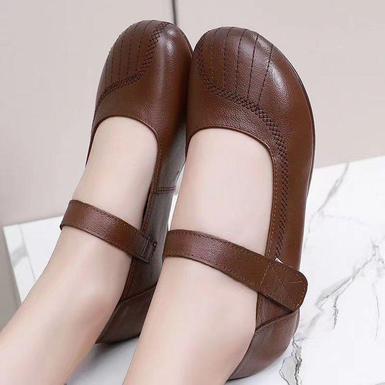 2025 весна новые одиночные туфли говяжьи сухожилия мягкая подошва удобные нескользящие износостойкие плоские подошвы долго стоят не устают люди среднего и пожилого возраста