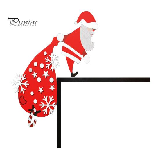 Christmas Door Corner Decoration Rustic Wooden Santa Claus Elk Gnome Elf Left Right Door Frame Sign Front Door Edge Topper Sitter Holiday Ornament