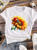 (Asian Size) Clothing Trend Lovely Flower Cute 90s Fashion Print Women Casual Top Lady Female  Short Sleeve T Shirt Tee Graphic T-shirts