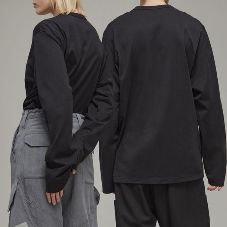 Y-3 FW22 Однотонная свободная футболка с круглым вырезом и длинными рукавами, топы унисекс, черный цвет H44794