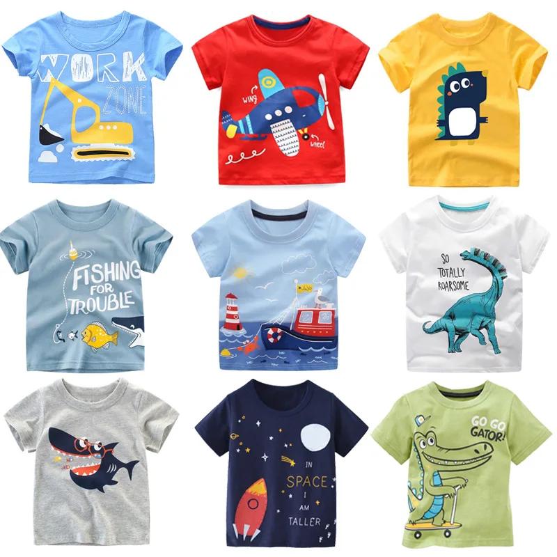 2 3 4 5 7 9 лет Летняя детская футболка с коротким рукавом для мальчиков Детские хлопковые топы с мультяшным рисунком для маленьких мальчиков KF1022