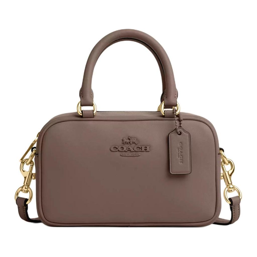 COACH SATCHEL Smooth Leather Bowling Bag, Shoulder Bag, Crossbody Bag, Handbag Small Unisex Dark Stone Color CT776-IMV2R