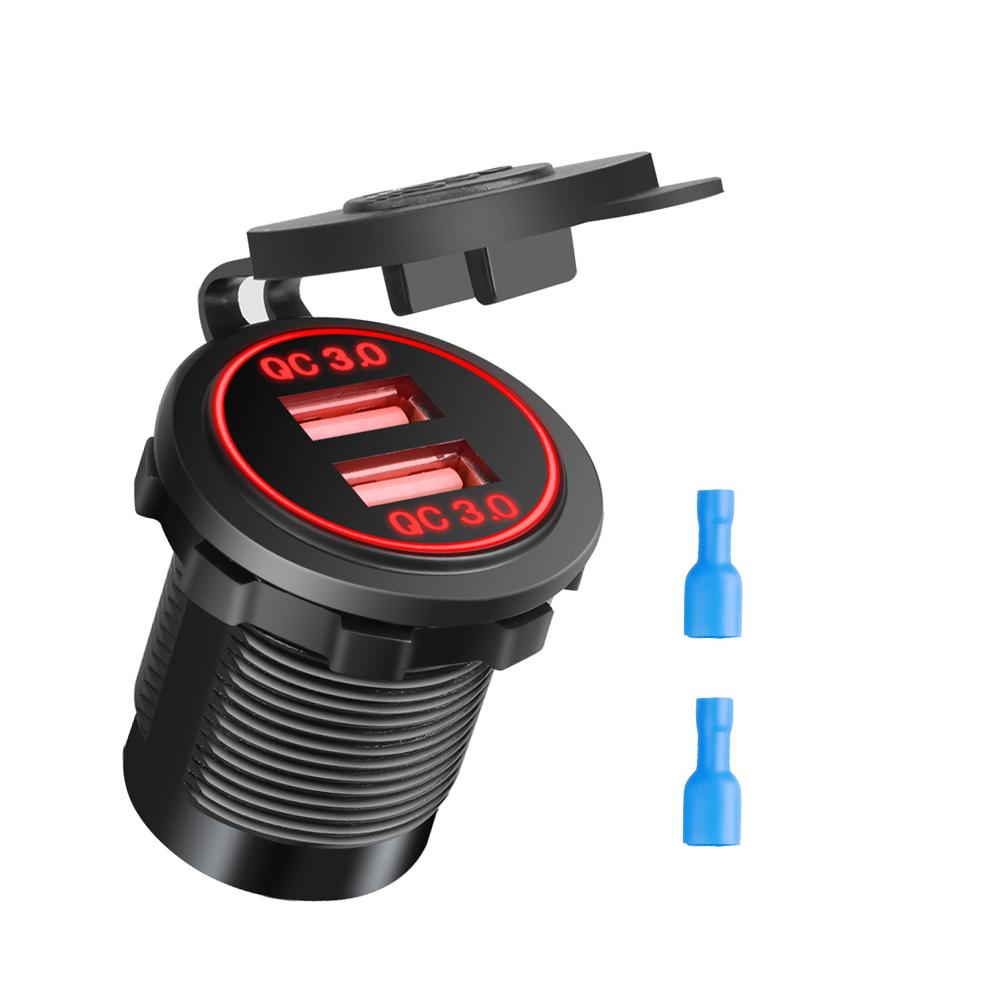 Автомобильное зарядное устройство с двумя USB-портами Qc 3.0, быстрое зарядное устройство USB, розетка 12 В-24 В, автомобильные розетки для прикуривателя, розетка