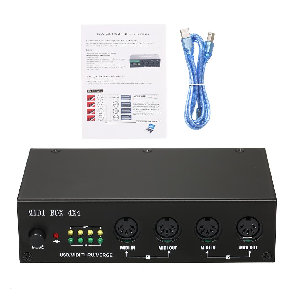 UM4X4 USB MIDI-интерфейс 4 входа/4 выхода 64 MIDI-канала 4i/4o + объединение 2i4o MIDI-блок 4X4