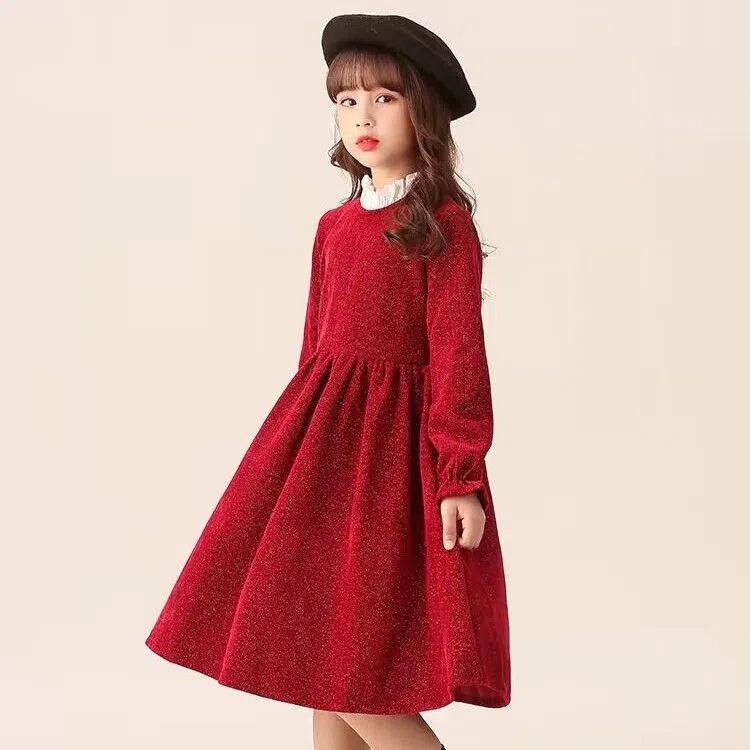 Зимнее красное платье принцессы: Стильный новогодний наряд для маленьких девочек