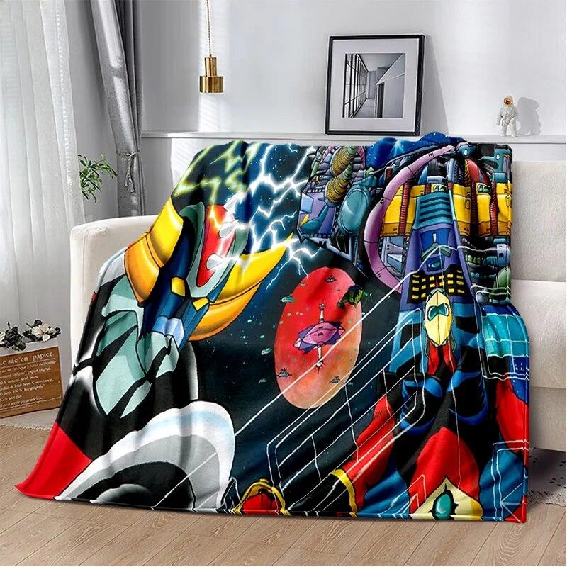 UFO Robot Grendizer Anime Cartoon Soft Plush Blanket,Flannel Blanket Throw Blanket for Living Room Bedroom Bed Sofa Picnic Kids