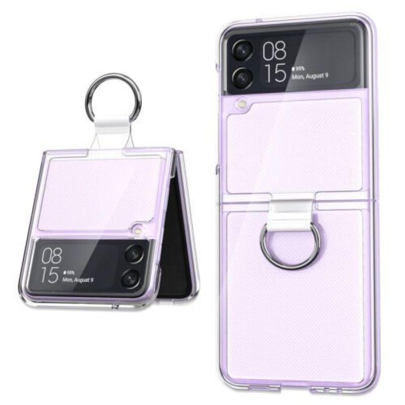 Transparent Protective Case with Metal Ring for Samsung Galaxy Z Flip3 5G