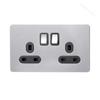 Wall Light Toggle Retro Switch Panel 1-4 Gang2Way Eu Silver Gray Brushed Stainless Steel Antique Switch Outlet with USB Charging