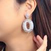 Французская Тяжелая Промышленность Полые Овальные Геометрические Циркониевые Серьги Атмосферные Длинные Банкетные Серьги Аксессуары для Платья