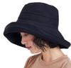 Sleeping Sheep Adjustable Linen and Cotton Wide Sun Solid UV Protection Stress-Free Hat, Large, Foldable, Brim, Protection, Women's, Color, (Black)
