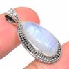 Natural Rainbow Moonstone Gemstone 925 Solid Sterling Silver Pendant 1.30" H3m70