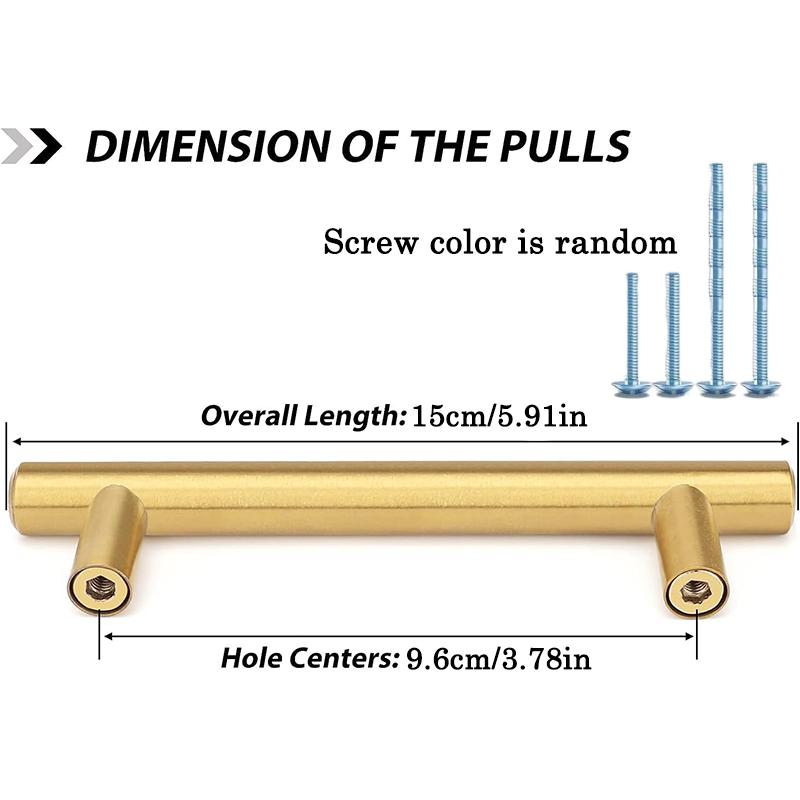 6 шт. золотых ручек для шкафов, алюминиевые ручки для ящиков с отделкой из песочного золота, общая длина 15 см(5,91 дюйма), Дверные ручки для кухонных шкафов с винтами
