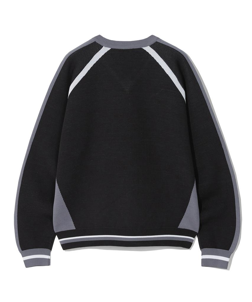 CGP Cgp Line Oversized Color Block V-Neck Knit_Black
