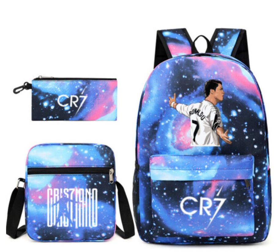 Youth Fashion Backpack Shoulder Bag Pencil Case Children'S Student School Bag 3-Piece Set