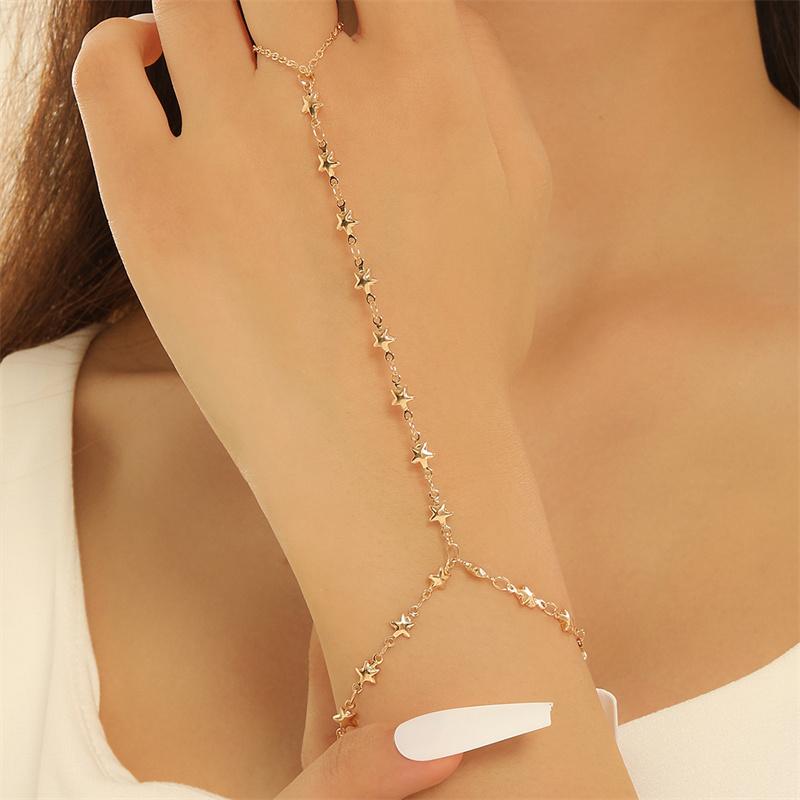 Изысканный браслет со звездой на запястье, богемный браслет для женщин, цепочка с кисточками, подвески, кольцо на палец, женское модное эстетическое ювелирное изделие, подарок