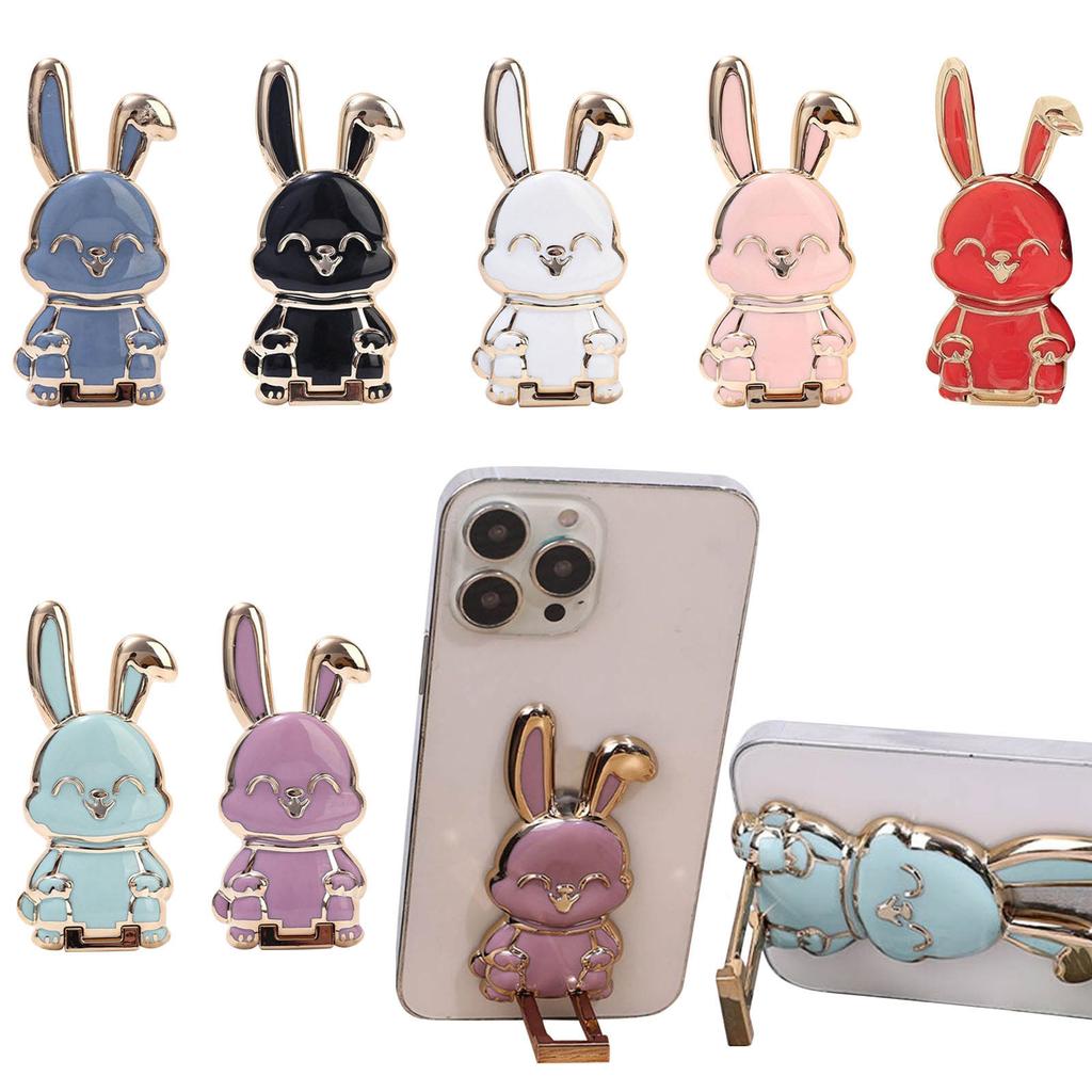 Cute Rabbit Phone Grip Stand Foldable Adjustable Universal Compatibility Cartoon Bunny Design Secure Grip for Smartphones and Tablets
