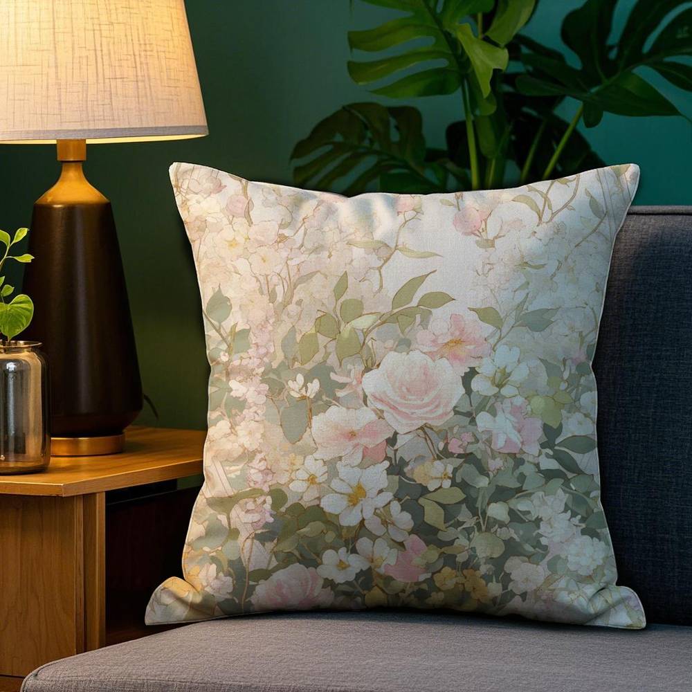 Эстетичная наволочка в стиле R-Roco-coS с цветочным принтом, защита от пылевых клещей, невидимая молния, шелковистая короткая плюшевая наволочка для диванной подушки.