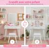 Coiffeuse pour enfant - GREEN SERIES - Green Series - Miroir sécurisé - Tabouret inclus - Tiroirs et autocollants
