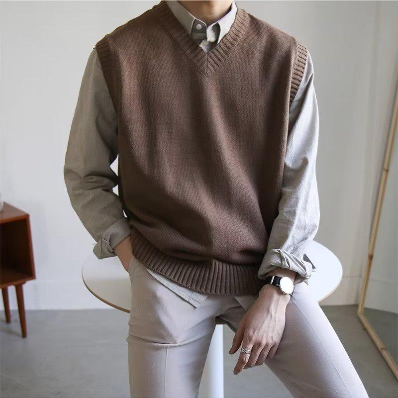 2023 Men's Trendy V-Neck Sleeveless Knit Sweater Vest