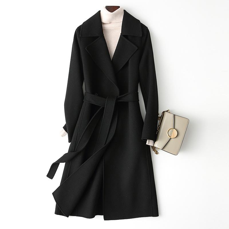 Double-sided Velvet Wool Coat for Women's Autumn and Winter New Over-knee Medium and Long Slim and Thin Wool Coat