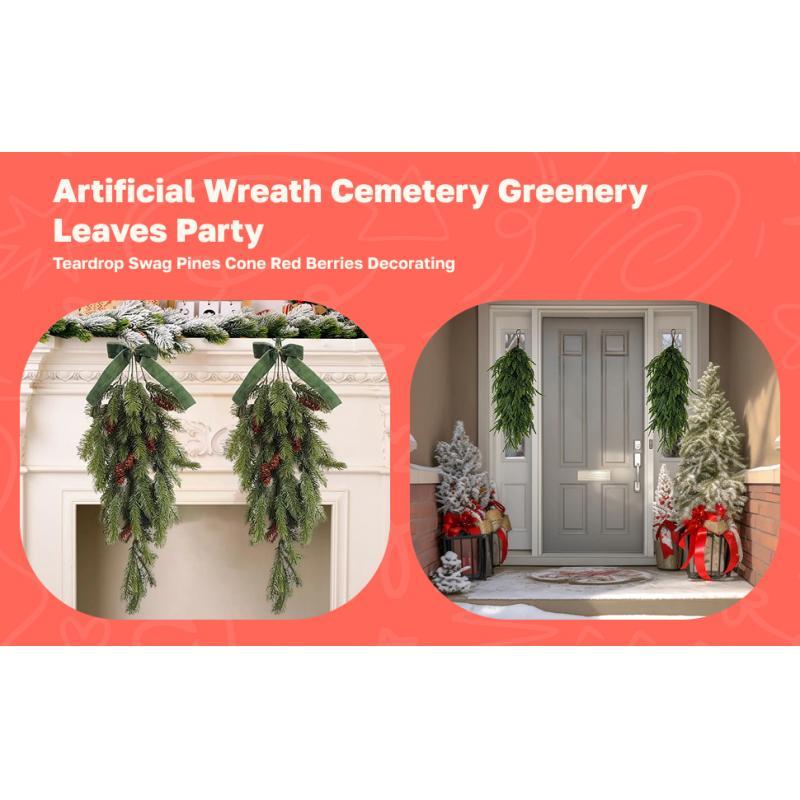 Christmas Teardrop Swag Garland, Entrance Wreath, Artificial Wreath for Housewarming Gifts