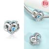 Exquisite Love Heart Blue Zircon December Infinity Birthstone Original Beads Fit Bracelet Copper Women Diy Gift Accessory