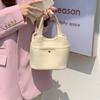 2025 Korean INS New Style Basket Bag Handbag Fashion Versatile Soft Leather Texture Crossbody Bucket Bag for Women