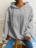 European & American Women's Casual Jacquard Loose Hooded Knit Sweatshirt