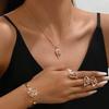 Light Luxury Simple Delicate Gold Diamond Heart Necklace Earrings Bracelet Ring Set