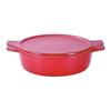 Pearl Metal Oven Microwave Recipe Pot, 18cm, Shallow, Safe, Safe, Included, Red, Omakase! L-1985