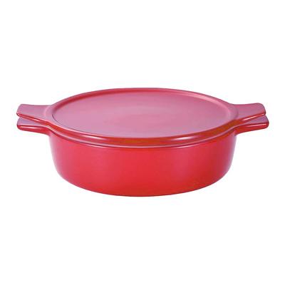 Кастрюля для микроволновки Pearl Metal, 18 см, неглубокая, безопасная, в комплекте, красная, Omakase! Л-1985